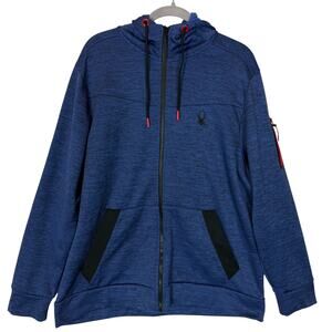 Spyder Active Jacket Men's XL Blue Performance Fleece Lined Full Zip Hooded